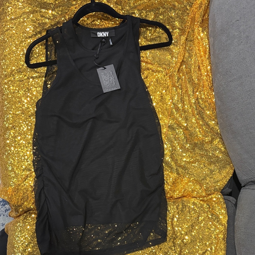 DKNY Black Mesh Tank Top